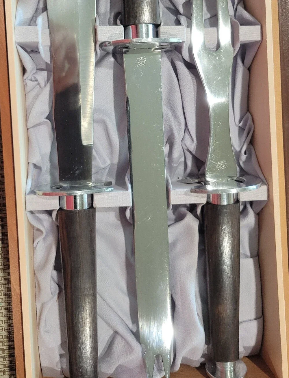 Vintagw Westwrn Carving Set By Wood Pecker Wood Ware
